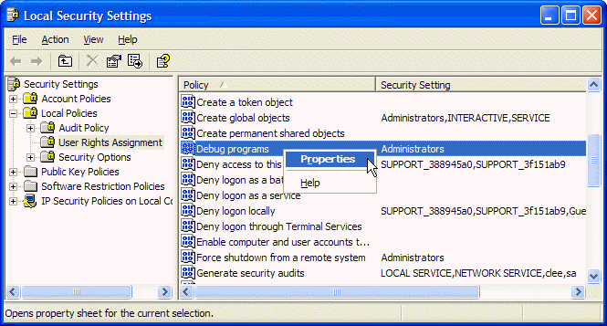 adding Debug rights to Replicator Service account