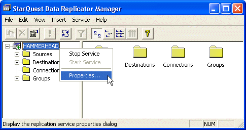SQDR Service properties