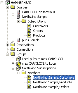 how subscriptions appear in the hierarchy
